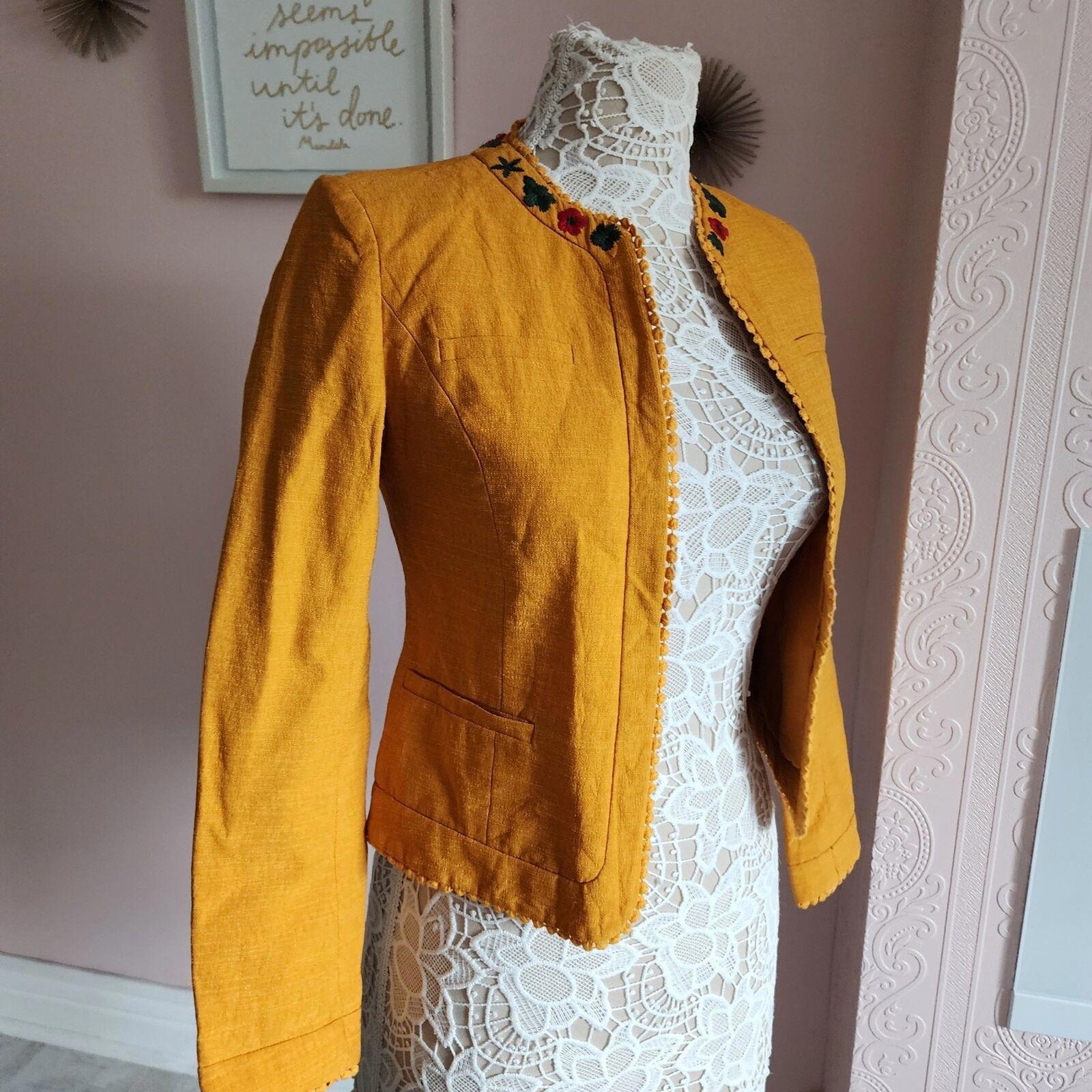 Unique Splash Brand Mustard Yellow Poly Mix Open Blazer Fun 6